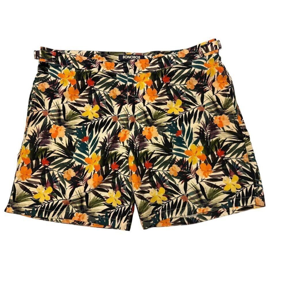 Bonobos Men's Black Tropical Swim Board Shorts Trunks - Size 35